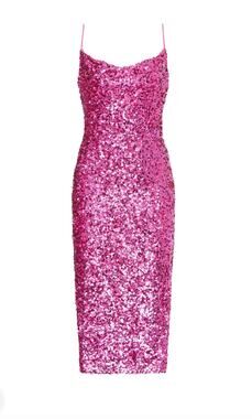 SACHIN + BABI Pink Sequin Disco Cocktail Night Out Holiday Midi Dress